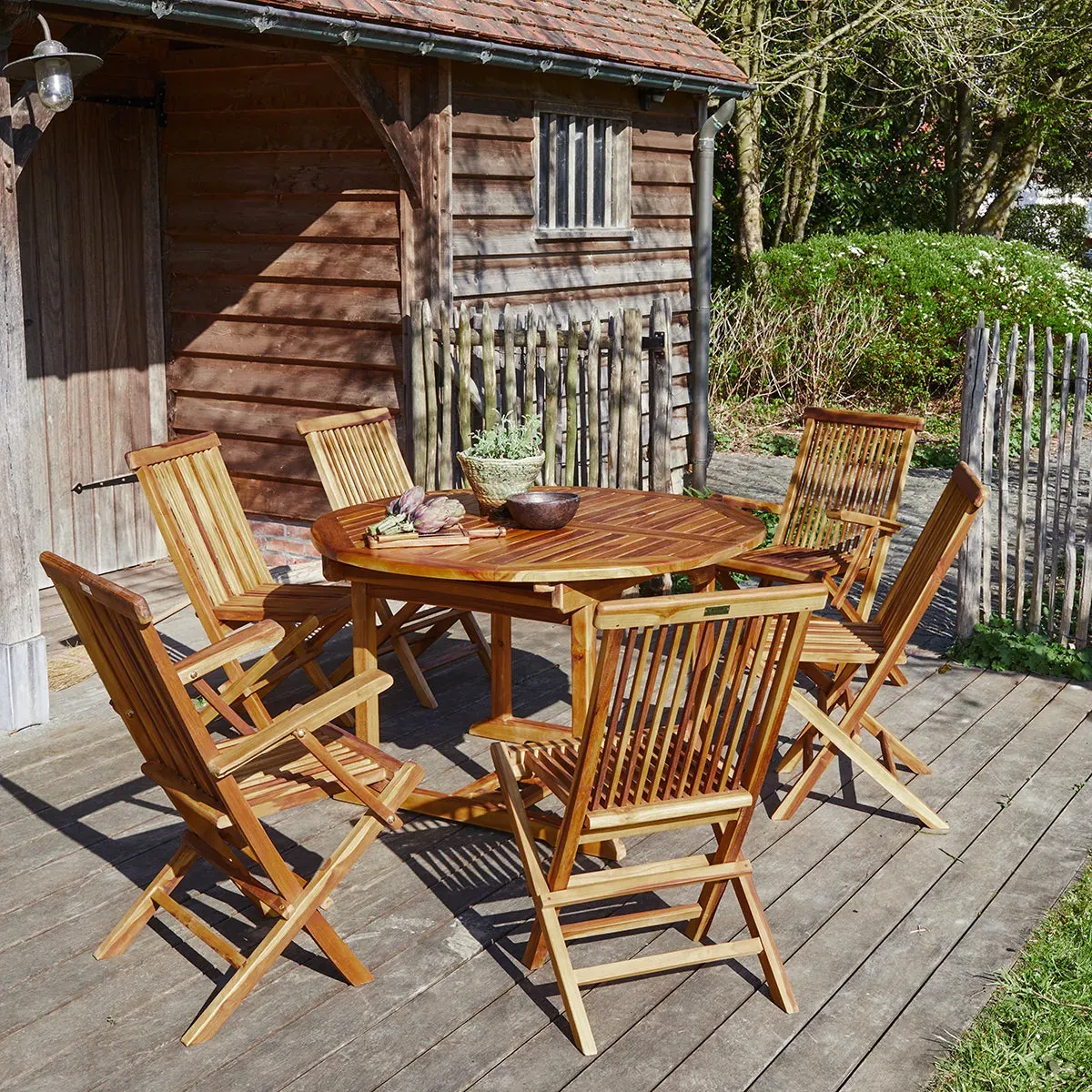 Salon de jardin en teck huilé massif extensible 6/8 places