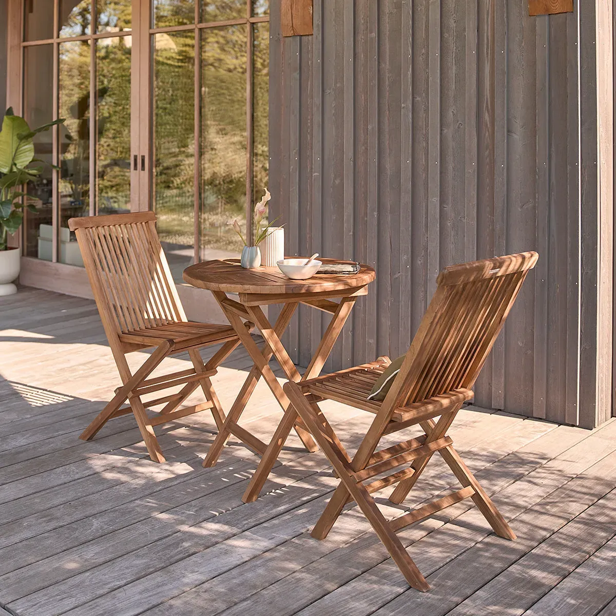 Salon de jardin en teck huilé massif pliant 2/4 places