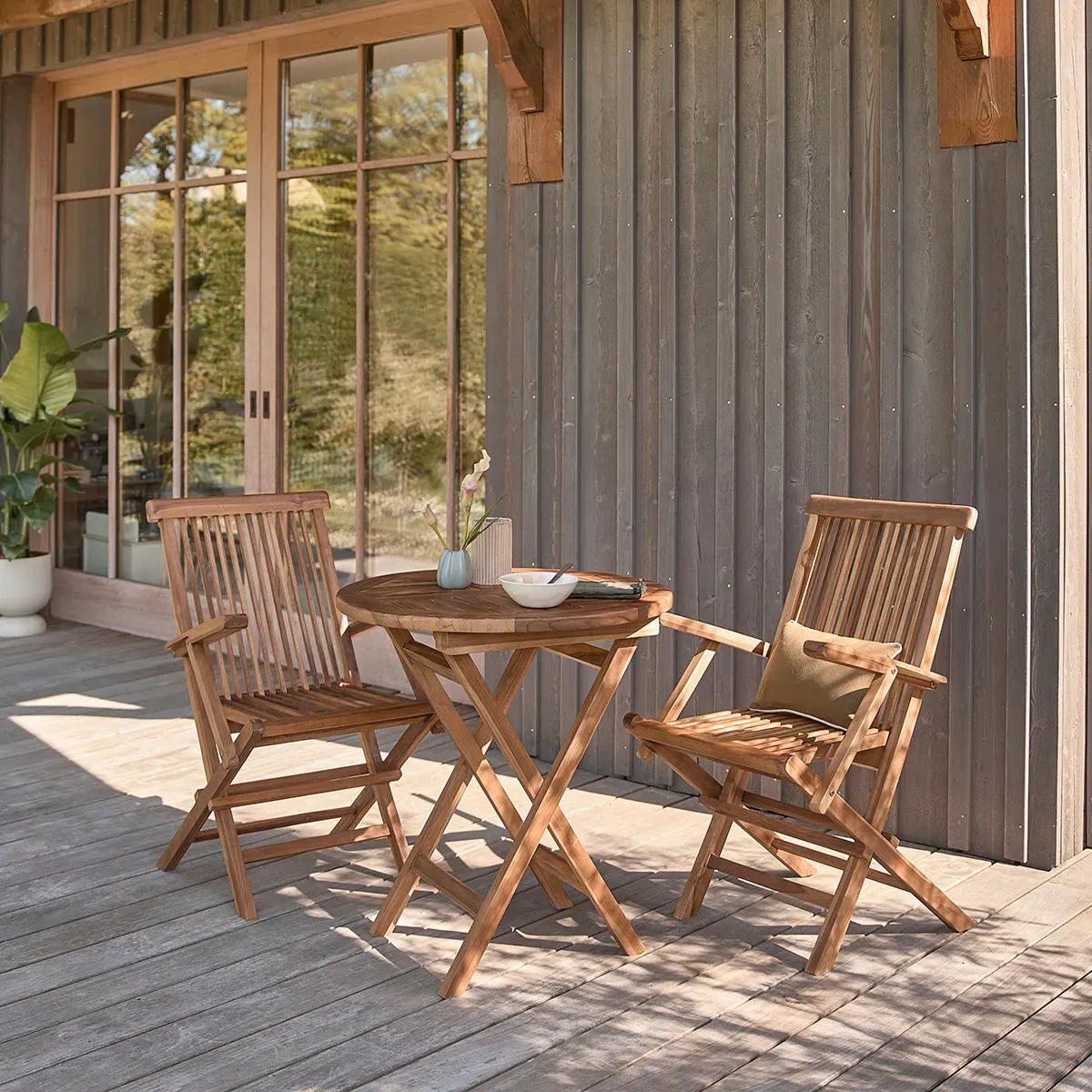 Salon de jardin en teck huilé massif pliant 2/4 places