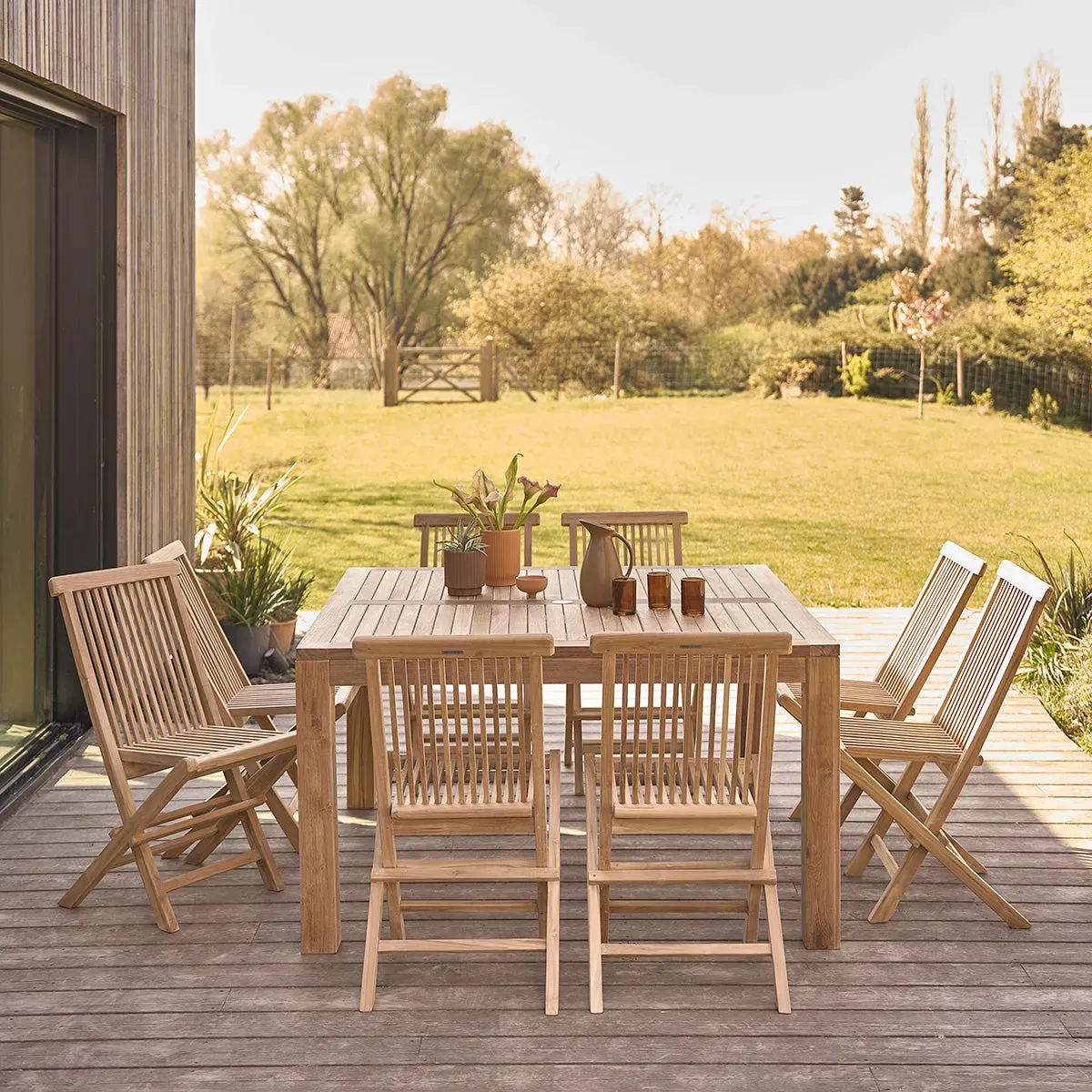 Salon de jardin en teck massif 6/8 places