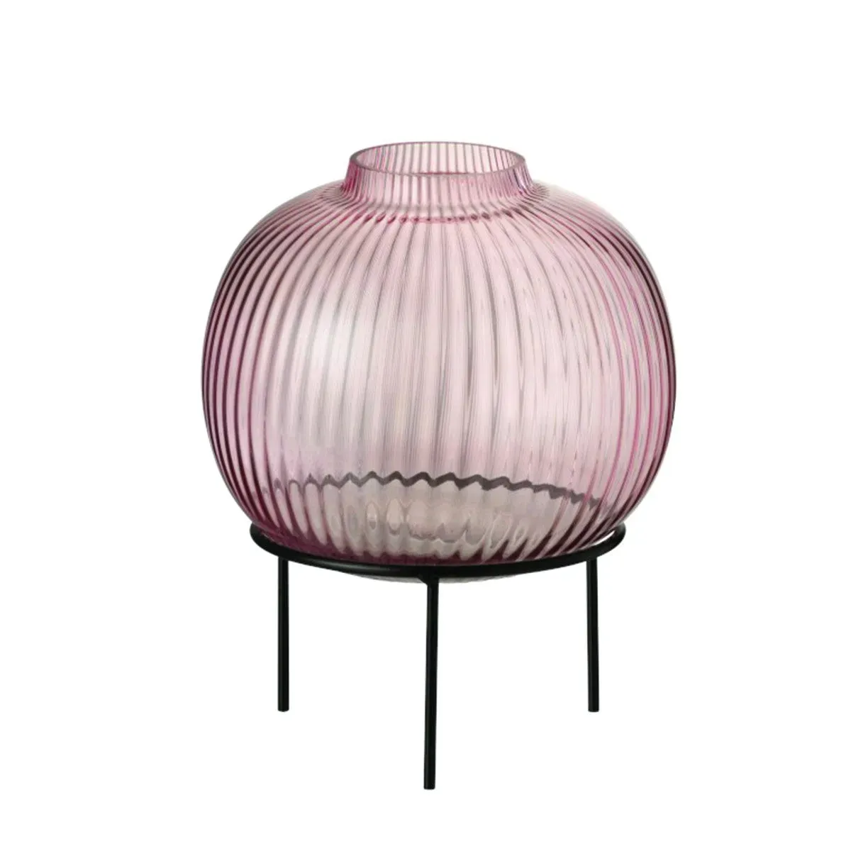 Vase sur pieds en métal et verre