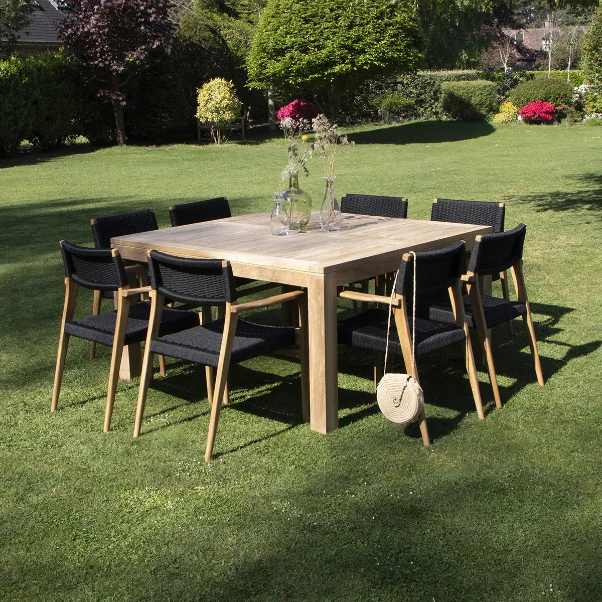 Salon de jardin en teck massif et cordage 8 places