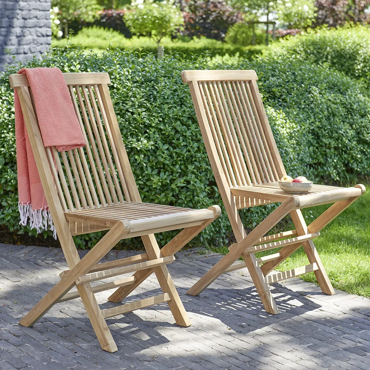 Lot de 2 chaises de jardin en teck massif pliante