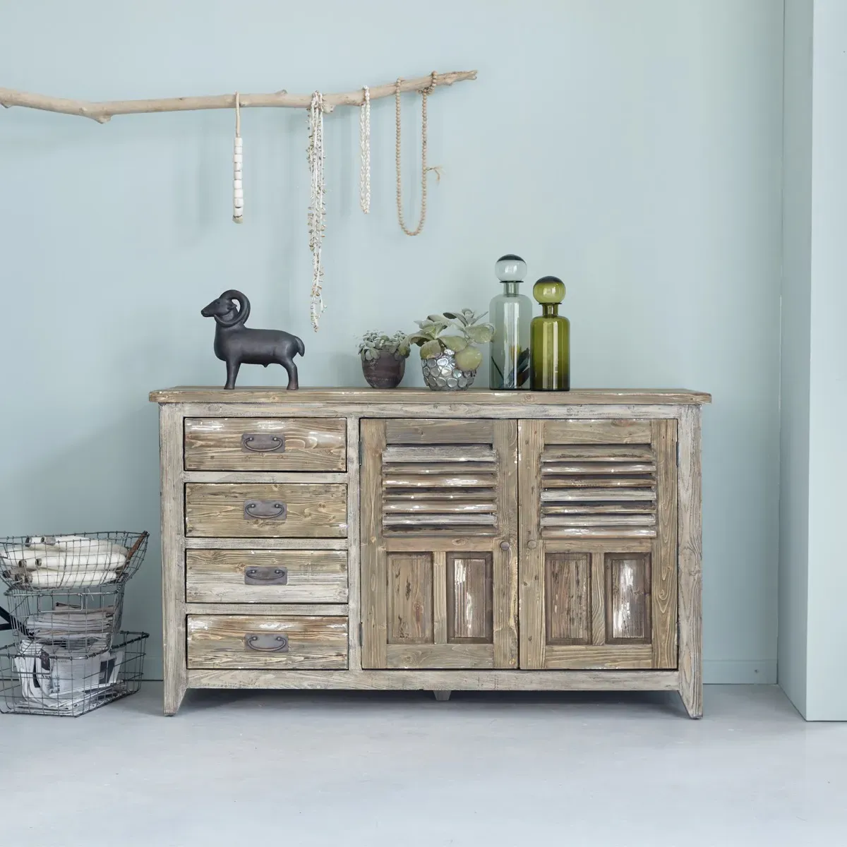 Commode en bois recyclé 140 cm