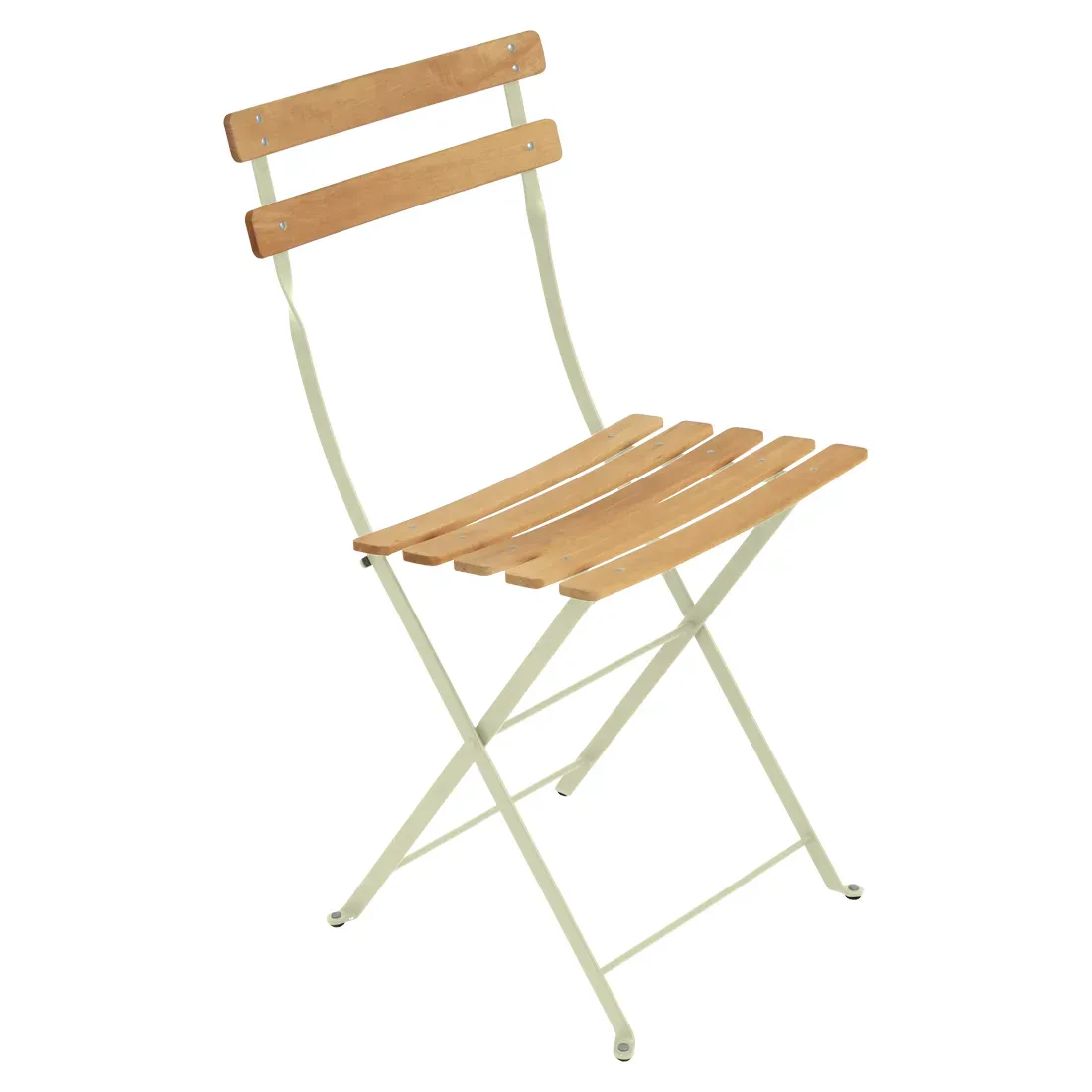 Lot de 2 Chaises Pliantes Bistro Naturel en Acier et en Bois