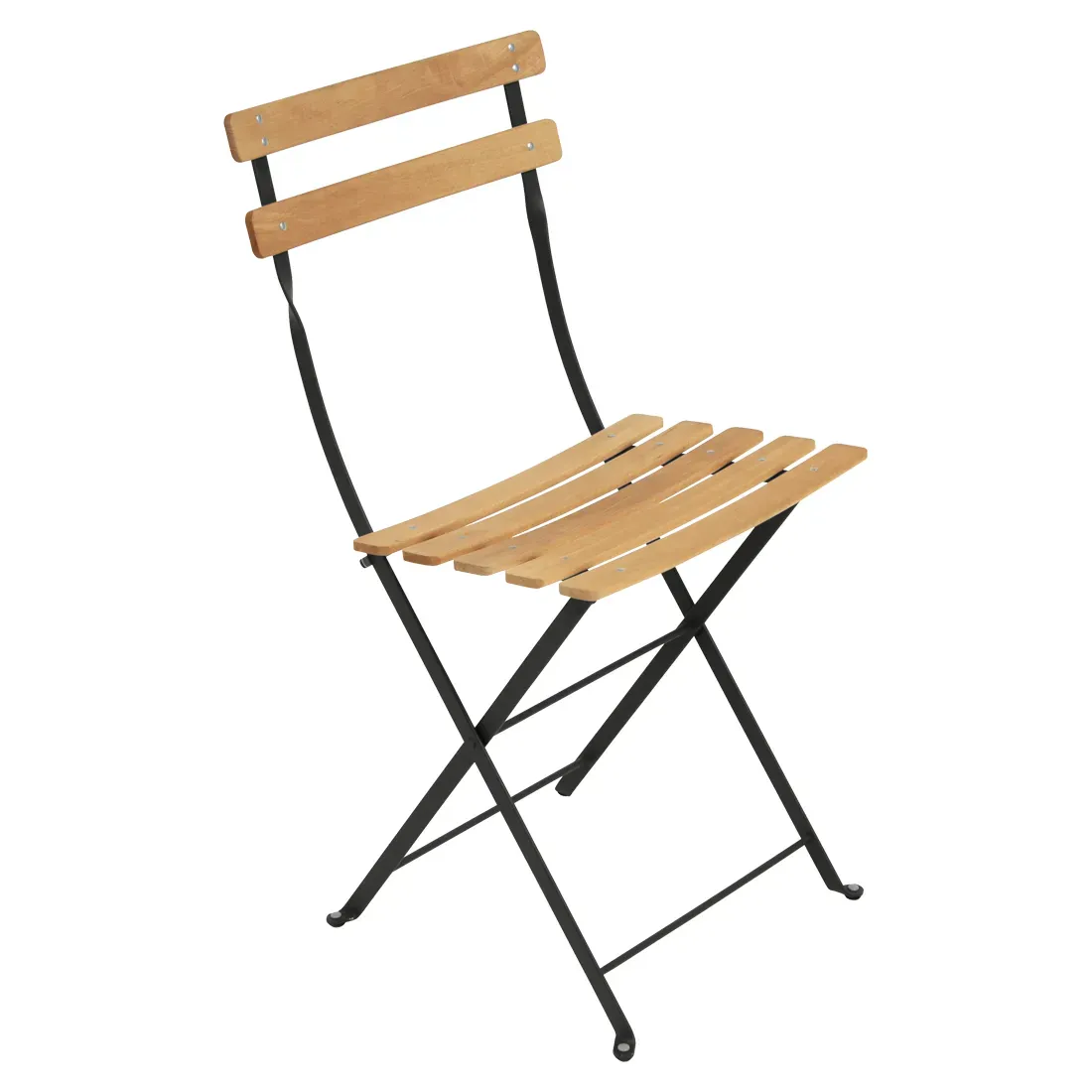 Lot de 2 Chaises Pliantes Bistro Naturel en Acier et en Bois