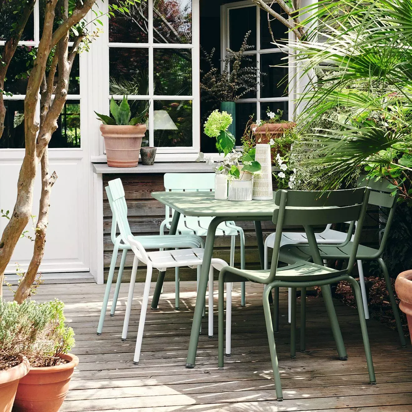 Lot de 2 Chaises Empilables Luxembourg en Aluminium