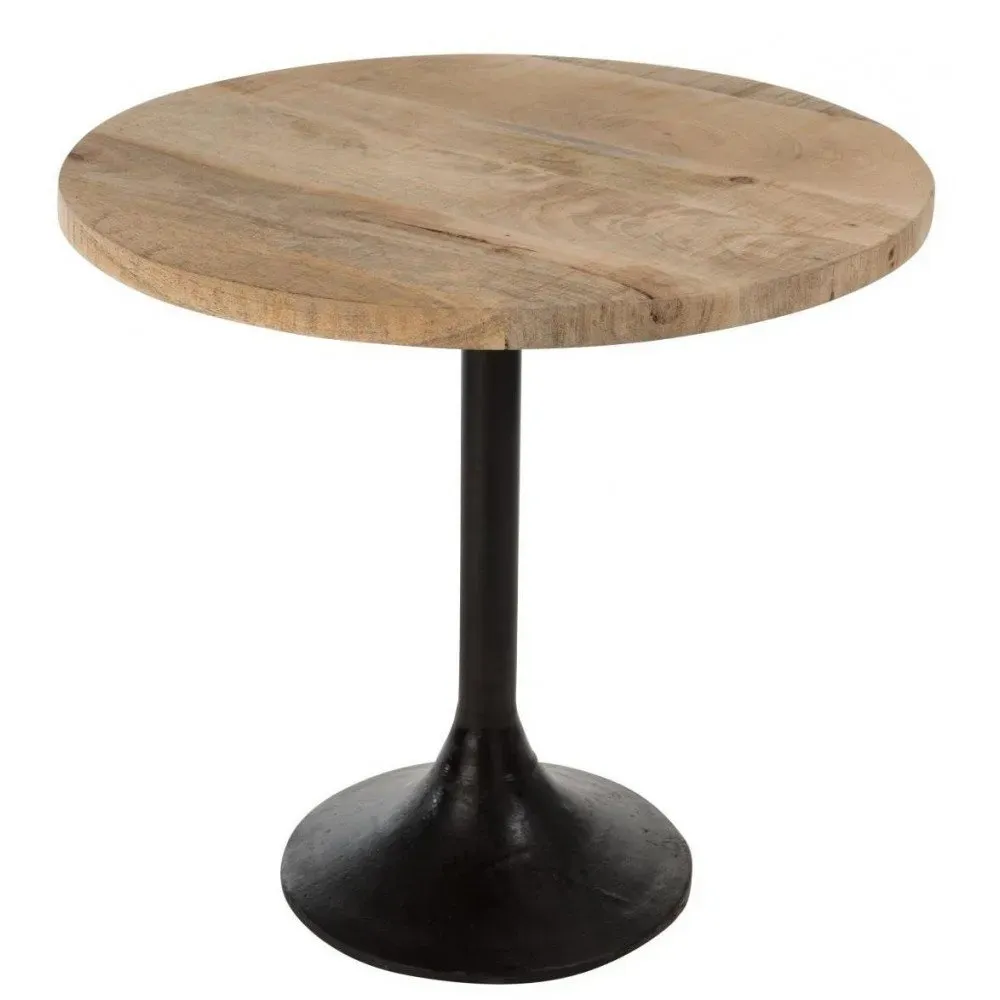 Table Bar Ronde Bois Métal Naturel Noir