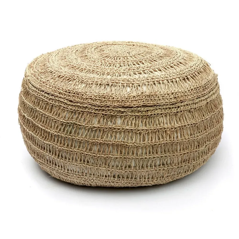 Pouf Bohème Chic Naturel en Herbier Marin Medium