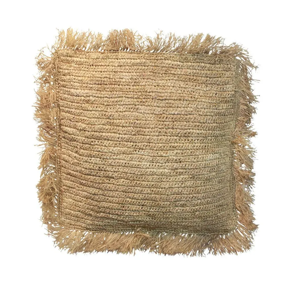Coussin Carré Bohème Chic Naturel en Raphia Large