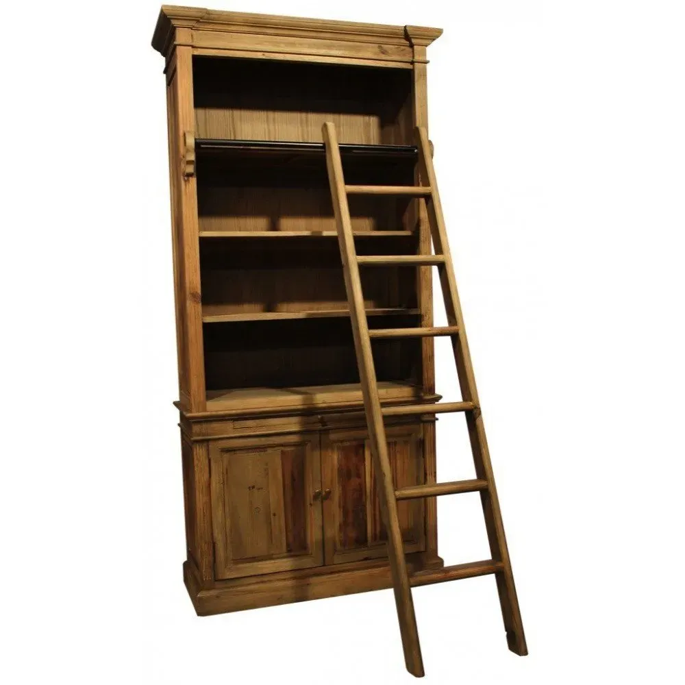 Bibliothèque et Echelle en Bois Massif Style Industriel Laurie