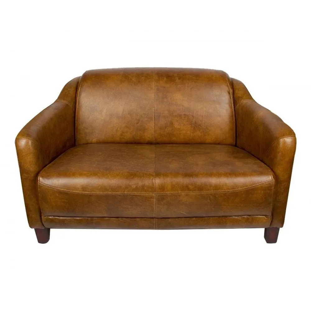 Canapé en cuir Whisky 2 places Milord Vintage