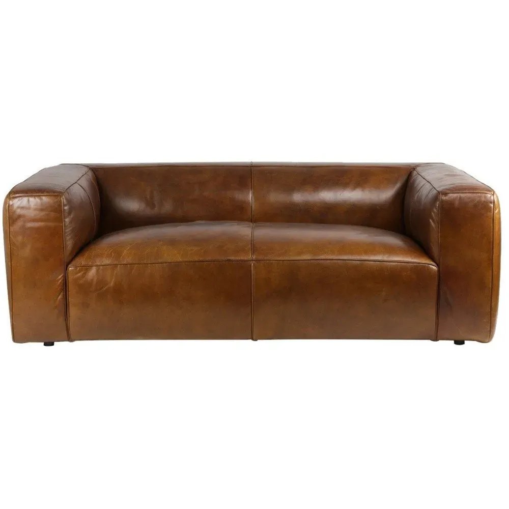 Canapé Marron en Cuir 3 places Exeter Vintage