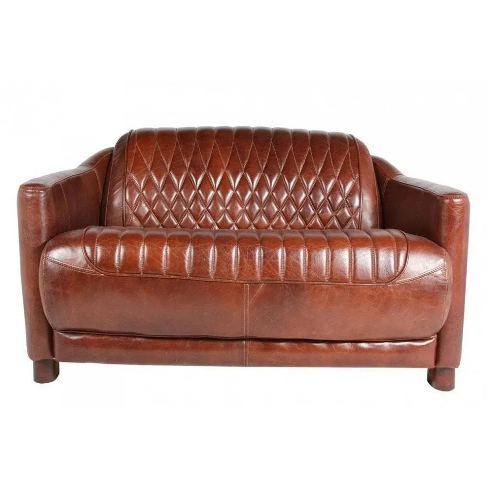 Canapé 2 places marron cuir Senna  Vintage