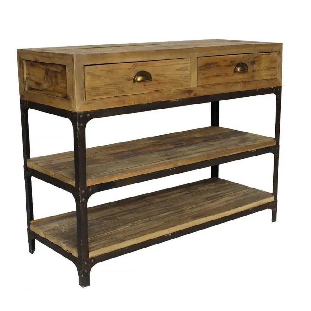Console Industrielle Sullivan avec étagères