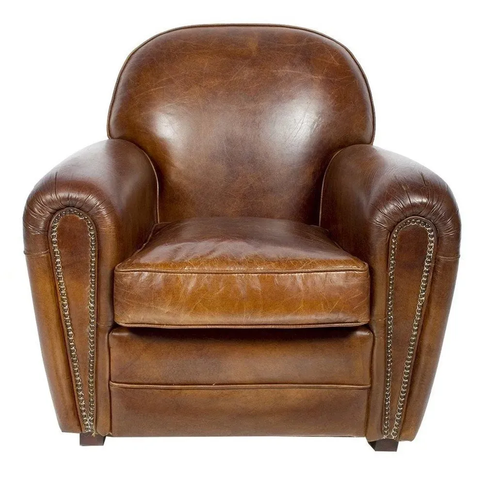 Fauteuil marron cuir Club Liverpool  Vintage