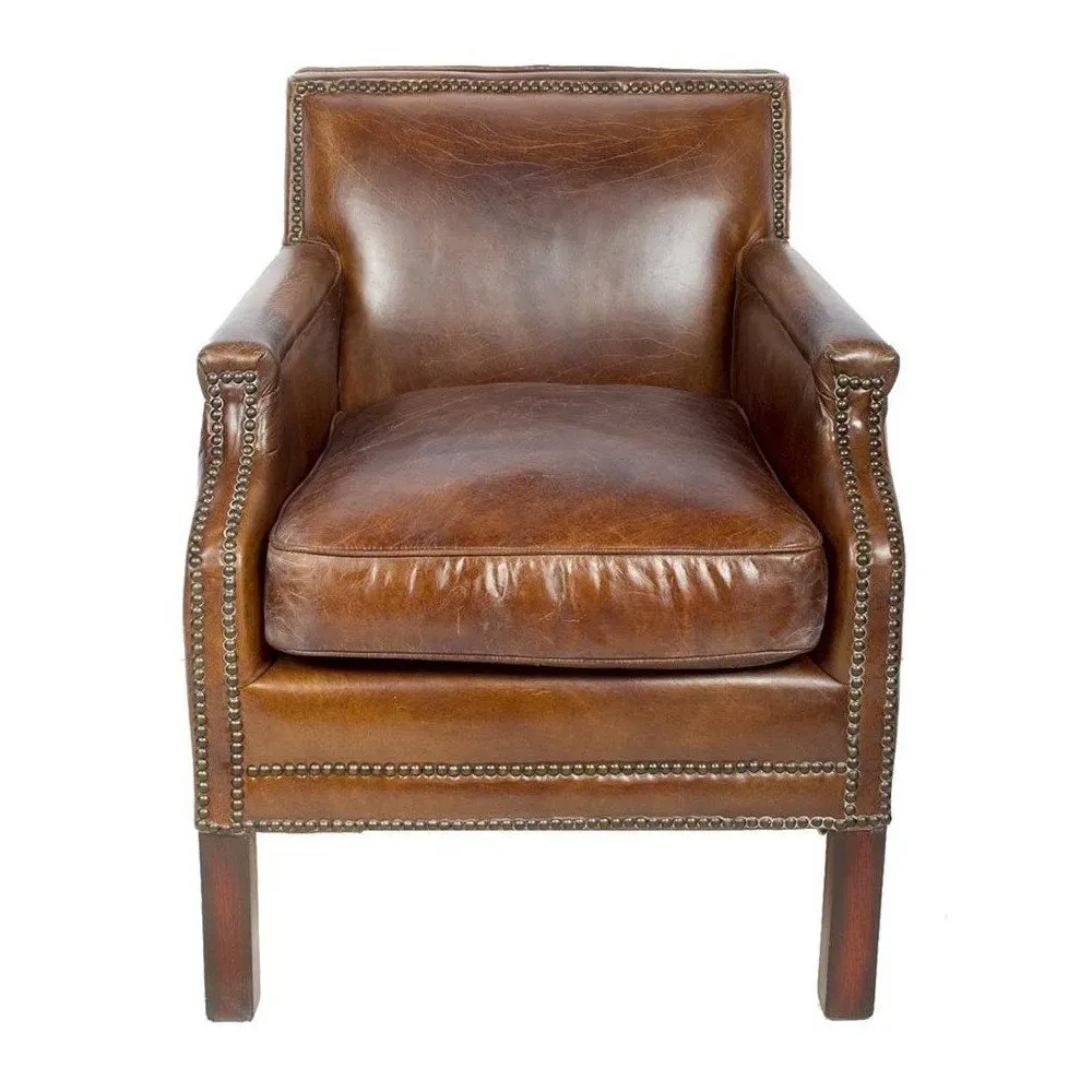 Fauteuil marron cuir Churchill  Vintage