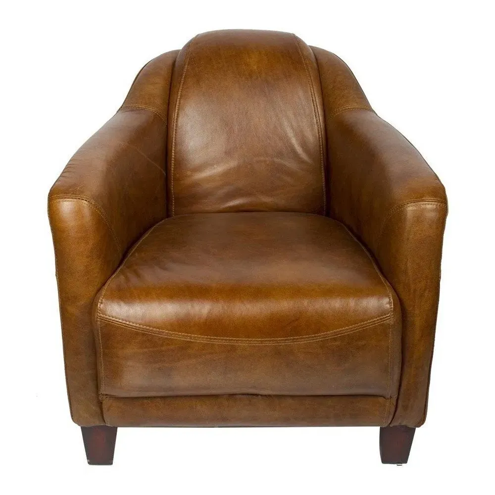 Fauteuil Whisky en cuir Milord Vintage