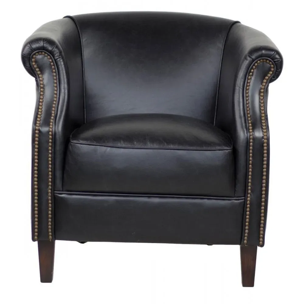 Fauteuil noir cuir Milton  Vintage