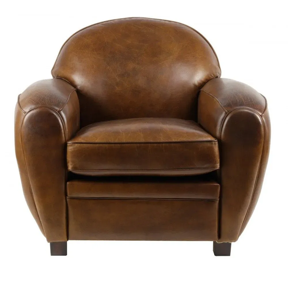 Fauteuil marron cuir Club Rochester  Vintage