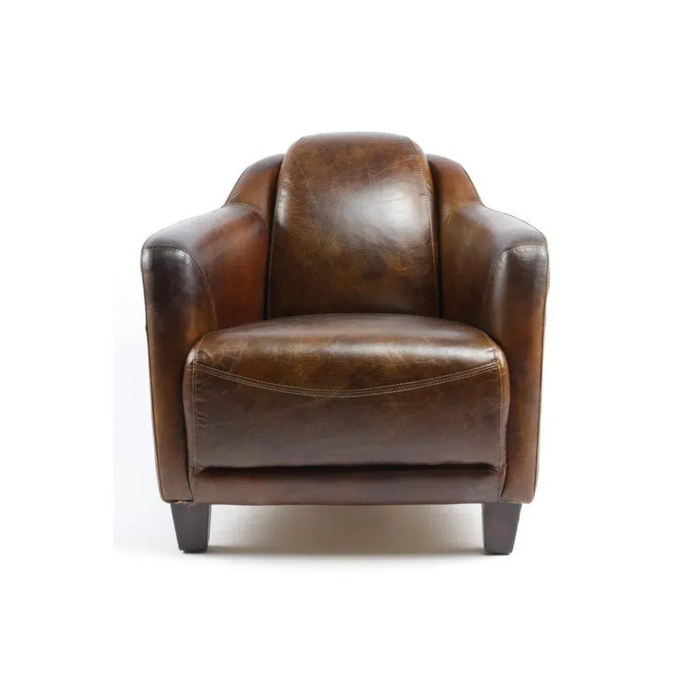 Fauteuil cuir marron Milord Vintage
