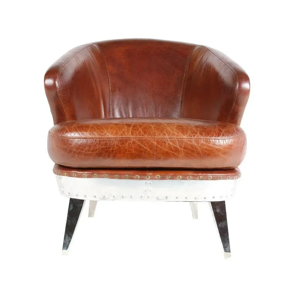Fauteuil de bureau marron cuir Rocky Vintage