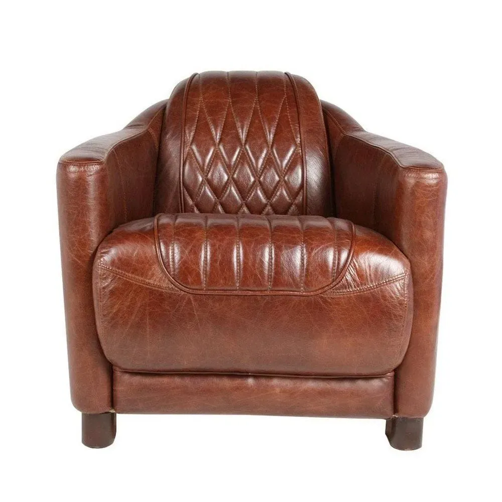 Fauteuil marron cuir Senna  Vintage