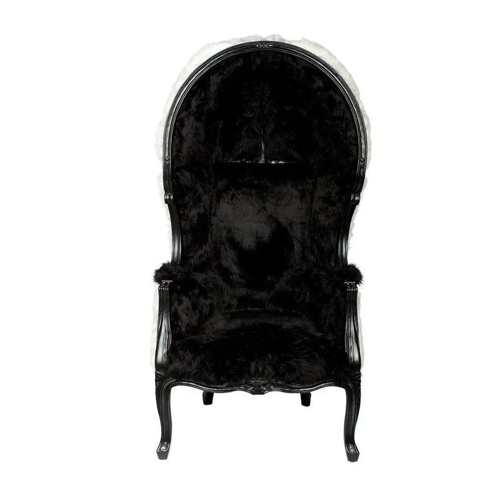 Fauteuil noir et blanc fourrure Steve