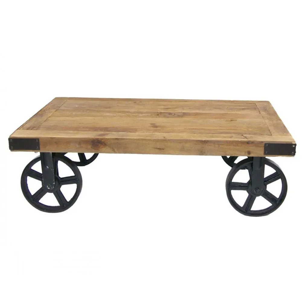Table basse industrielle roulettes Brooklyn