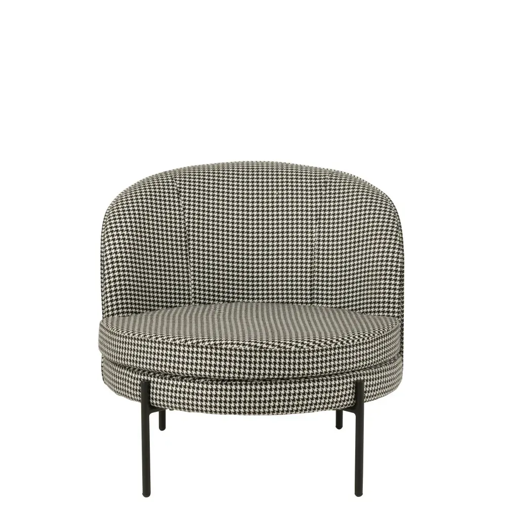 Fauteuil Pied-de-Poule Fer Noir/Blanc