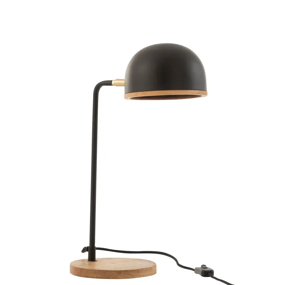 Lampe de Bureau Evy Metal/Bois Noir/Naturel