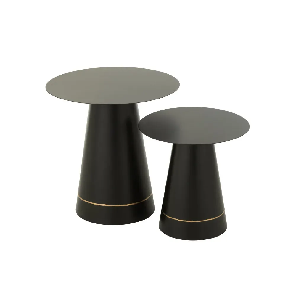 Set de 2 Table d’appoint Fer Noir/Doré
