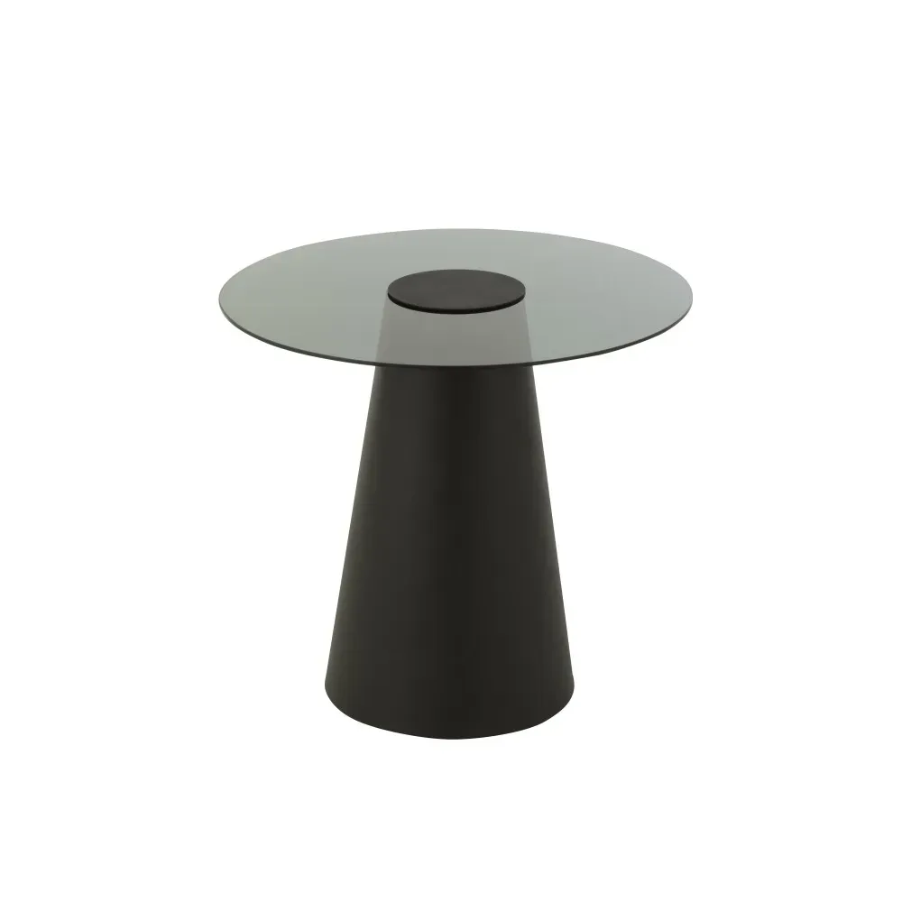 Table d’appoint Glass Flat Cap Cône Fer Noir