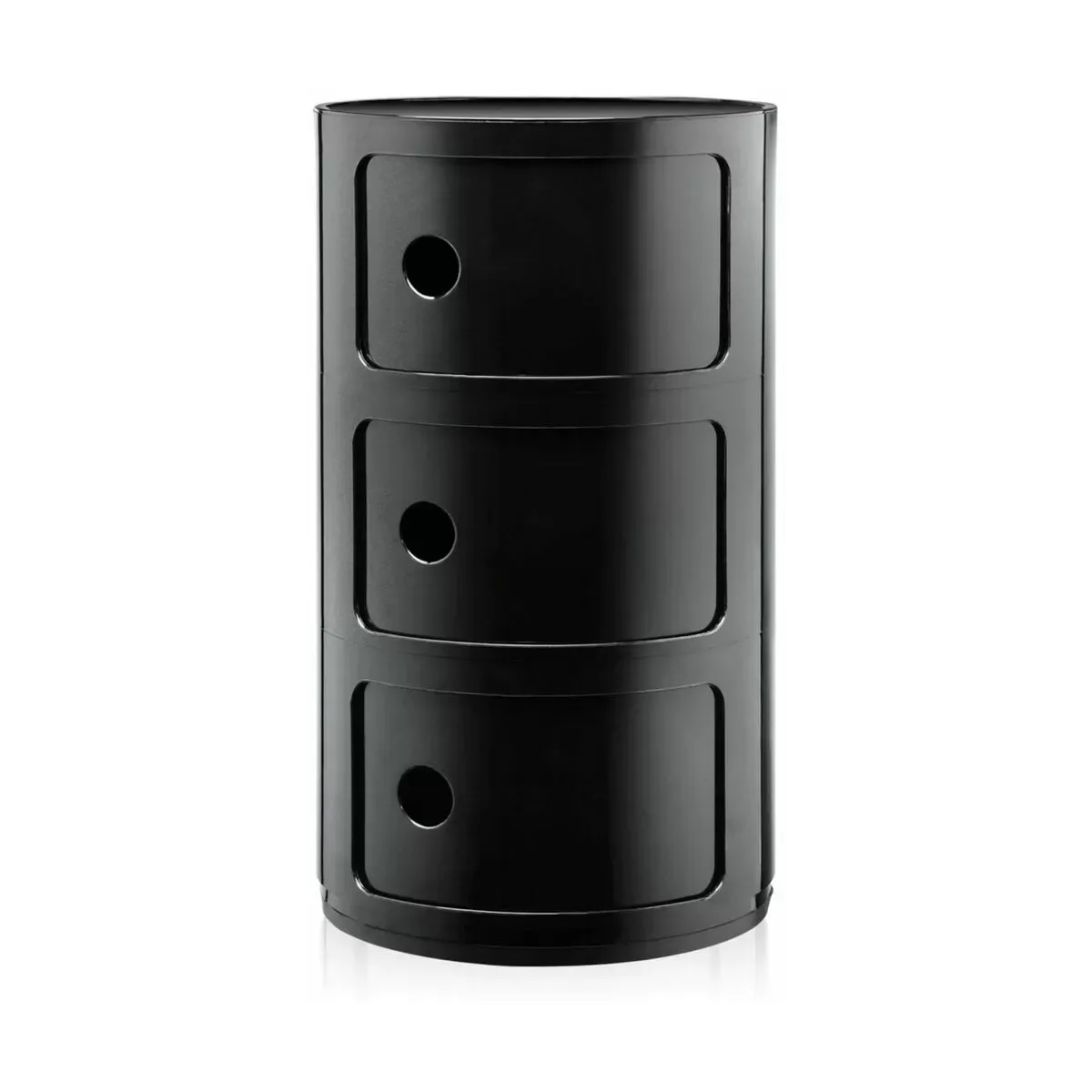 Table de chevet noire brillant 3 tiroirs Componibili - Kartell
