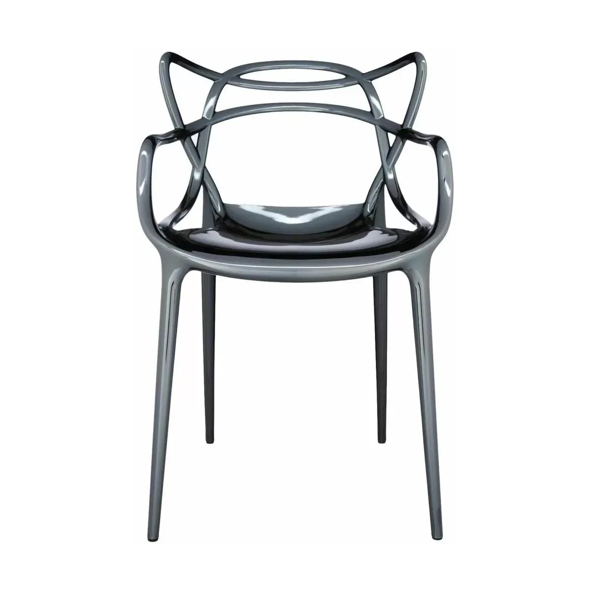 Chaise avec accoudoirs noire métallique Masters - Kartell