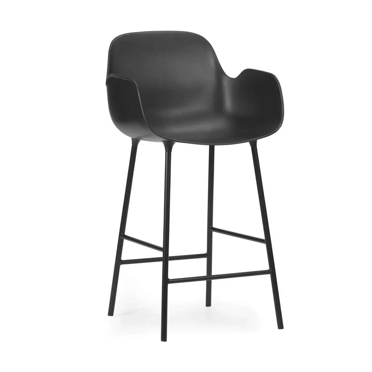 Chaise de bar avec accoudoirs en acier et pp noir 65 cm Form - Normann Copenhagen