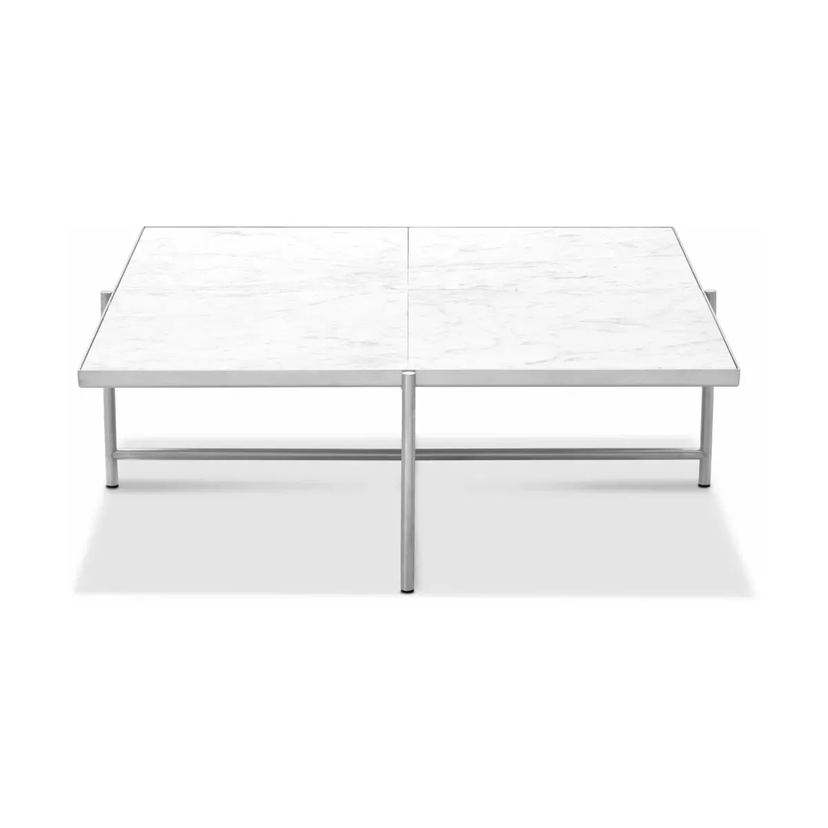 Table basse en marbre blanc et piètements en acier inoxydable Coffee 90 - Handvärk