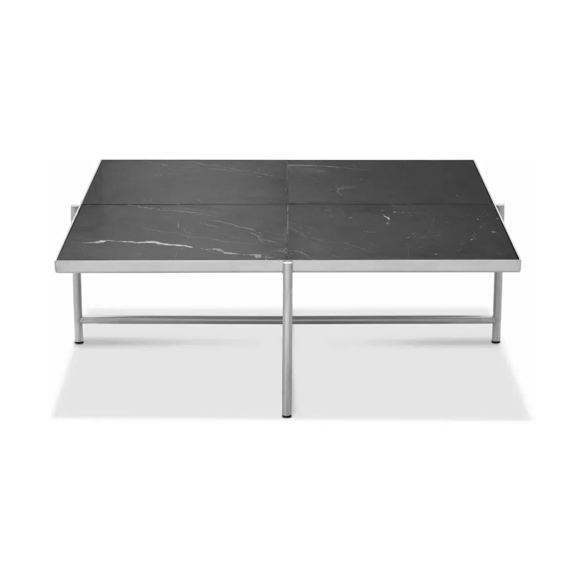 Table basse en marbre noir et piètements en acier inoxydable Coffee 90 - Handvärk
