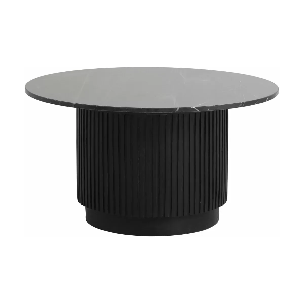 Table basse ronde en bois de manguier et marbre noir 75x40cm Erie - Nordal