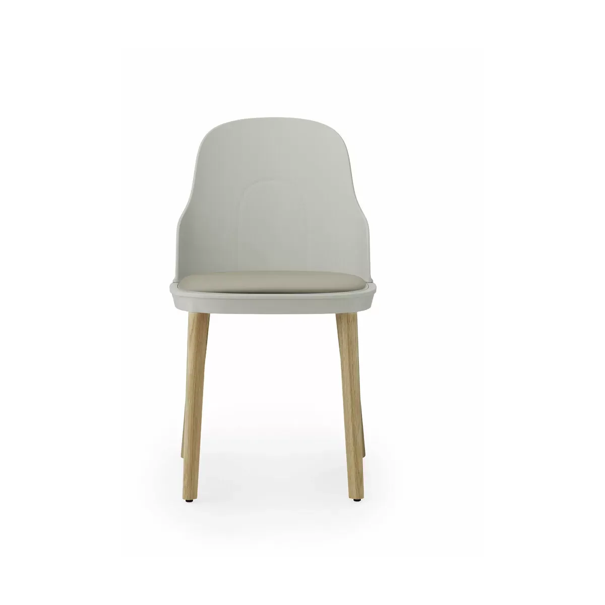 Chaise à l'assise en cuir gris chaud et au pietement en chêne Allez Warm Grey - Norma