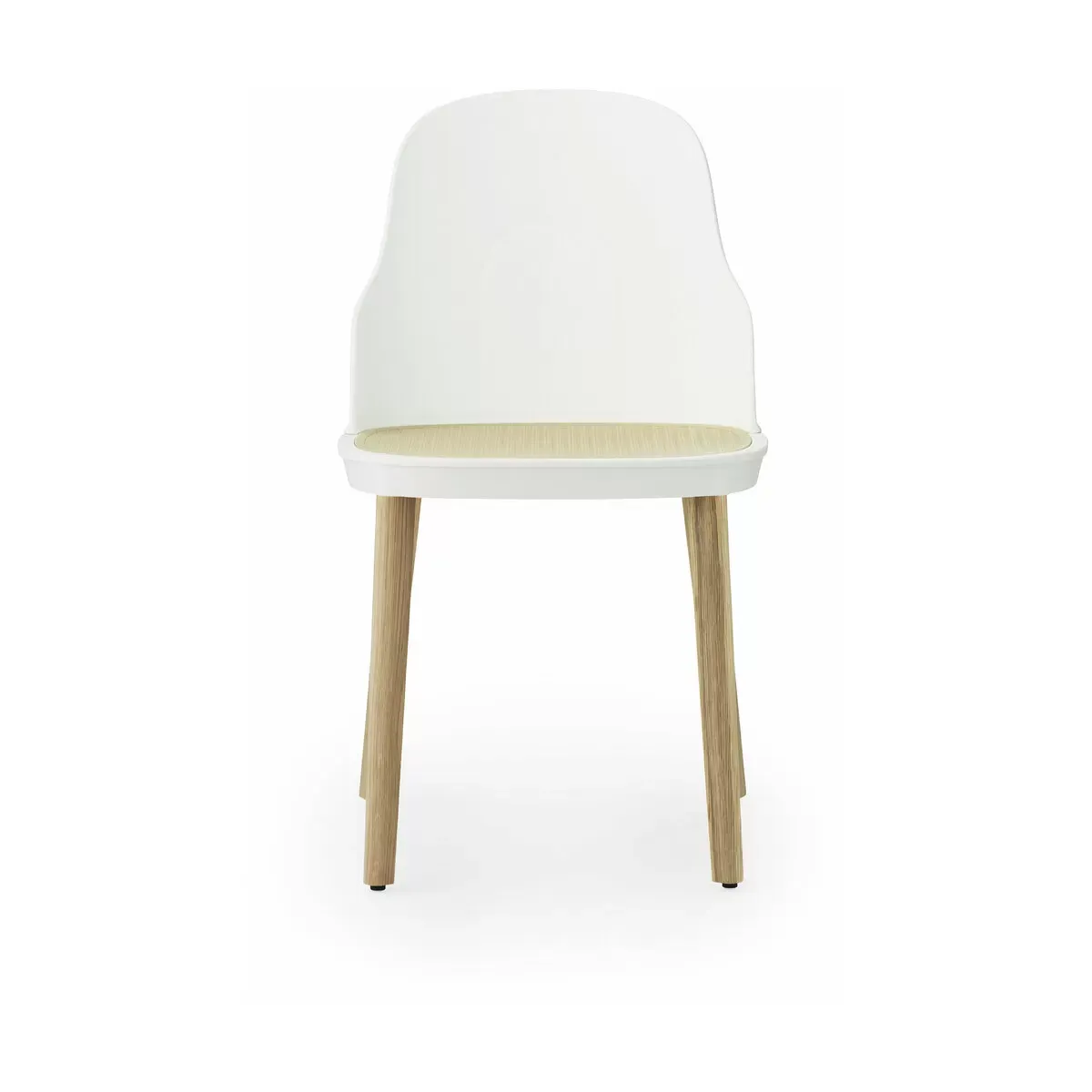 Chaise blanche à l'assise en cannage moulé et au pietement en chêne Allez blanc - Nor