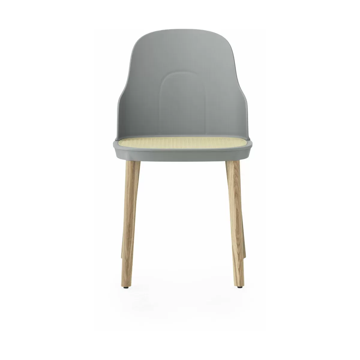 Chaise grise à l'assise en cannage moulé et au pietement en chêne Allez Grey - Norman