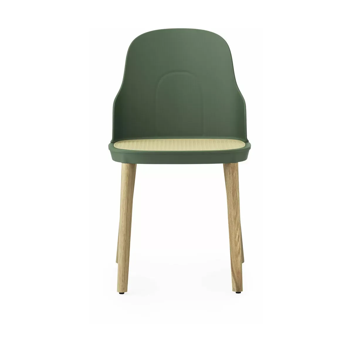 Chaise verte parc à l'assise en cannage moulé et au pietement en chêne Allez Park ver