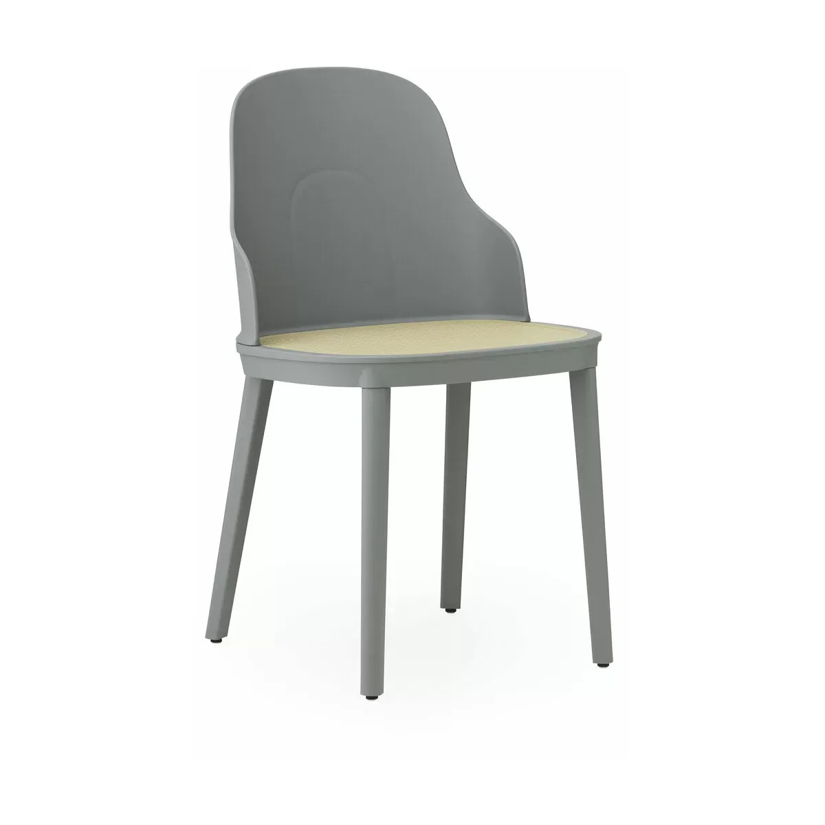Chaise grise en polypropylène à l'assise cannage moulé Allez Grey - Normann Copenhage