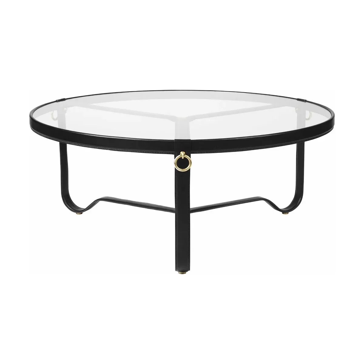 Table basse circulaire cuir noir 100 cm Adnet - Gubi