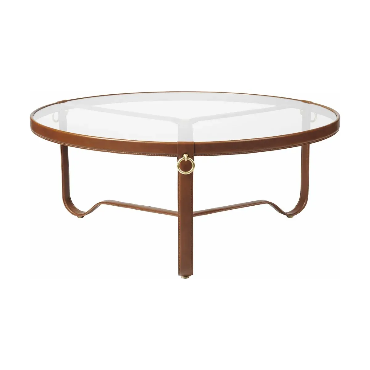 Table basse circulaire cuir marron 100 cm Adnet - Gubi