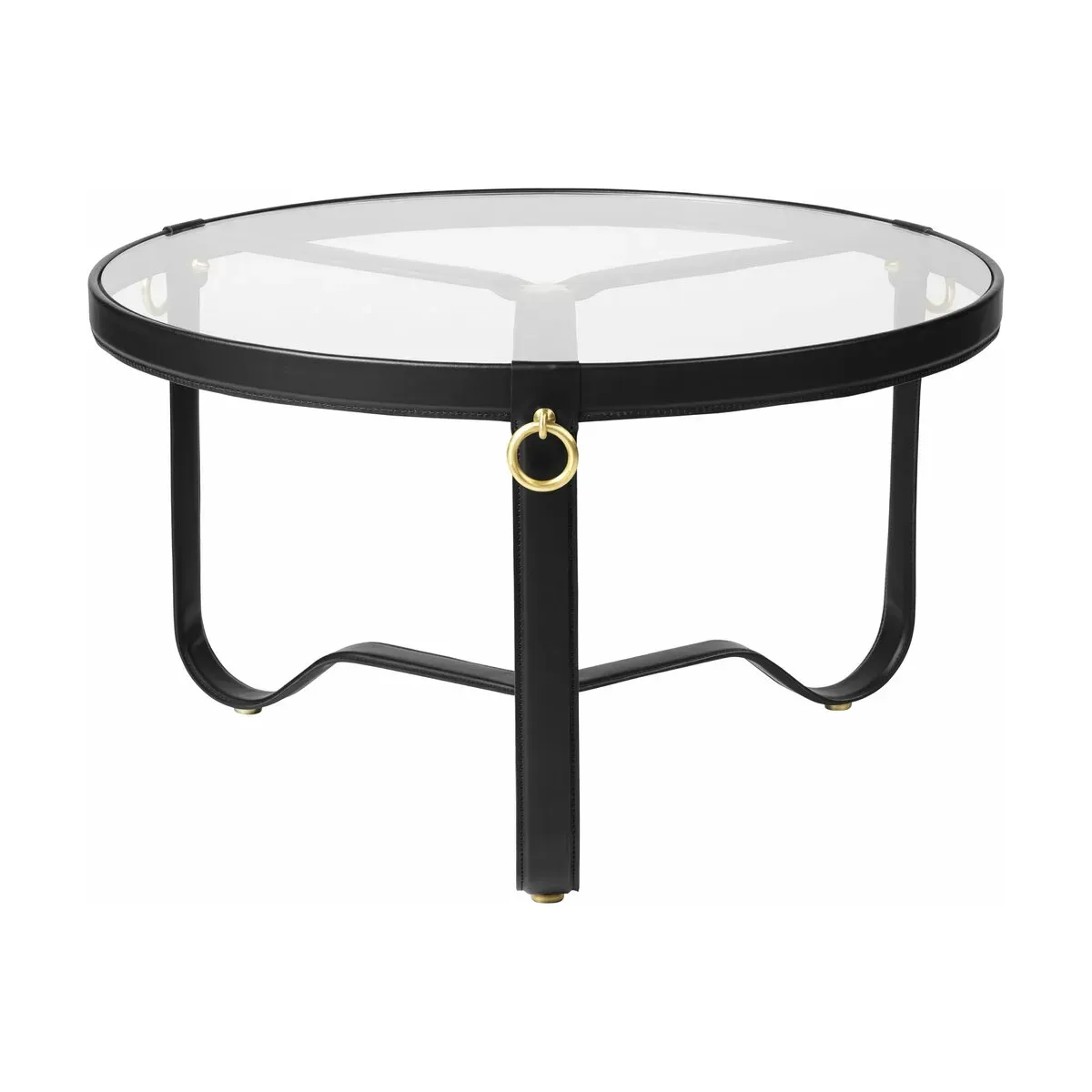 Table basse circulaire cuir noir 70 cm Adnet - Gubi