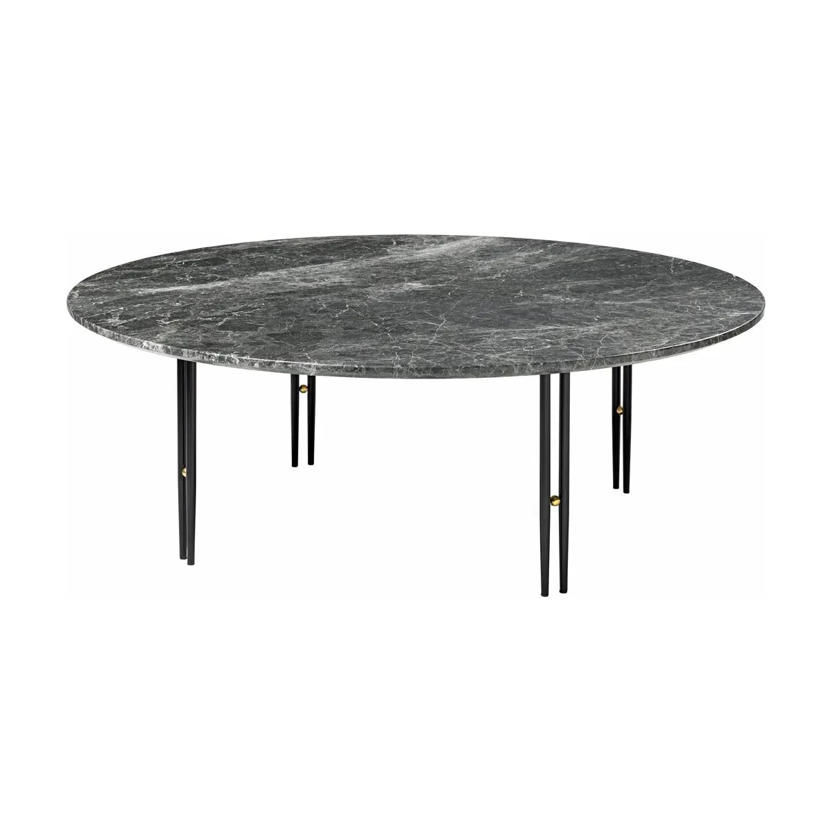 Table basse ronde en marbre gris et base en laiton noire 100 cm IOI  - Gubi