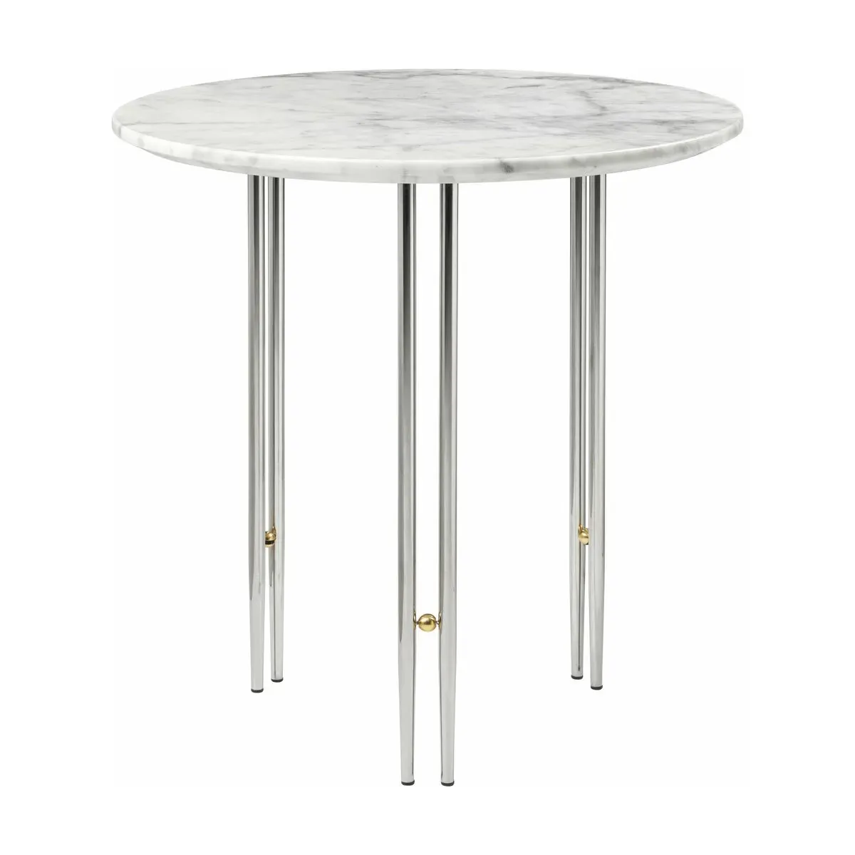 Table d'appoint ronde en marbre blanc et base chromée 50 cm IOI  - Gubi