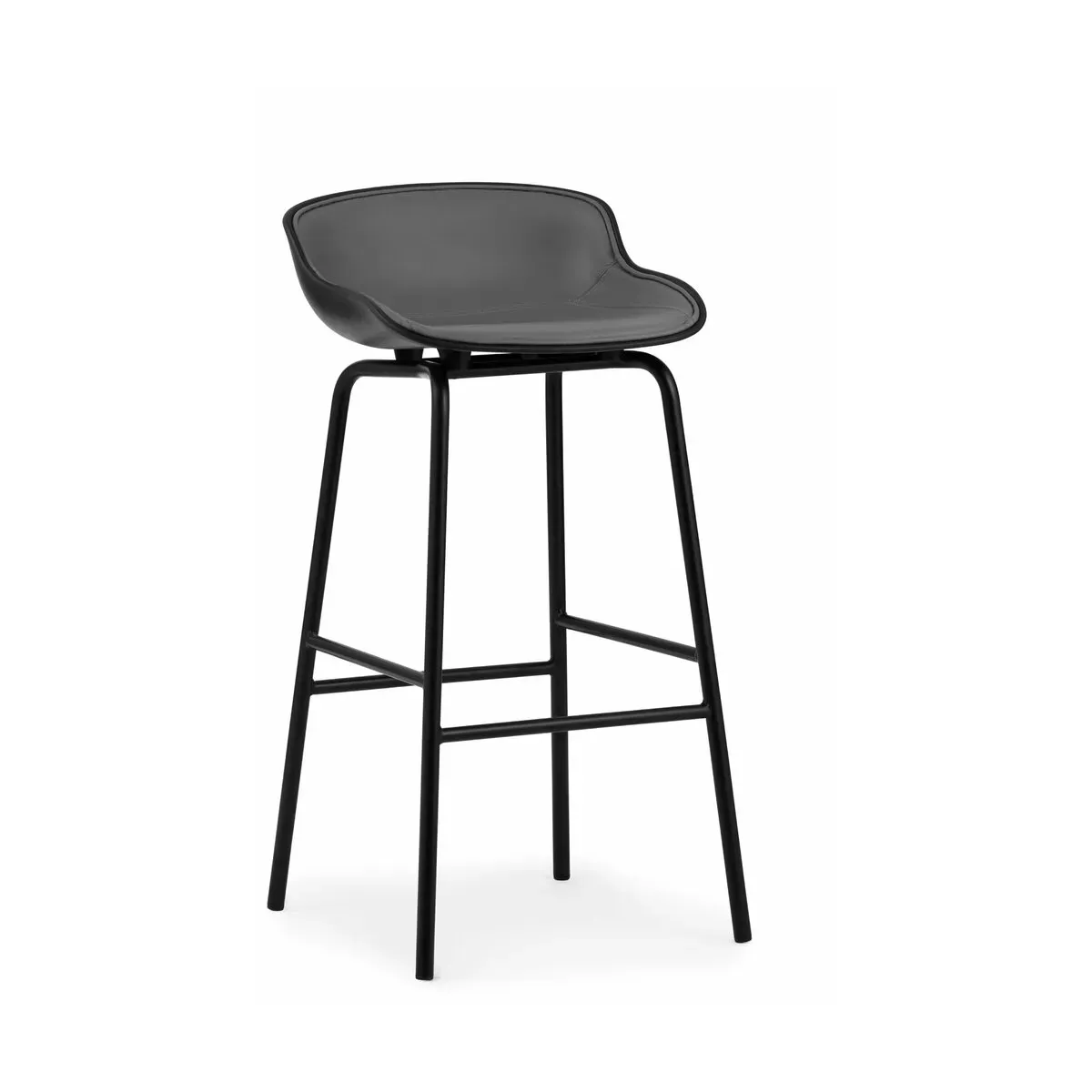 Tabouret de bar en acier et pp avec cuir noir 75 cm Hyg - Normann Copenhagen
